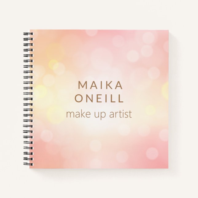 Luxury chic pink bokeh personalised notebook (Front)