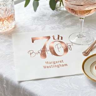 Luxury Chic Rose Gold Typography 70th Birthday Napkin