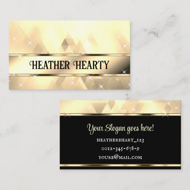 Luxury Chic Triangles Pattern Gold Golden Ombre Business Card (Front/Back)