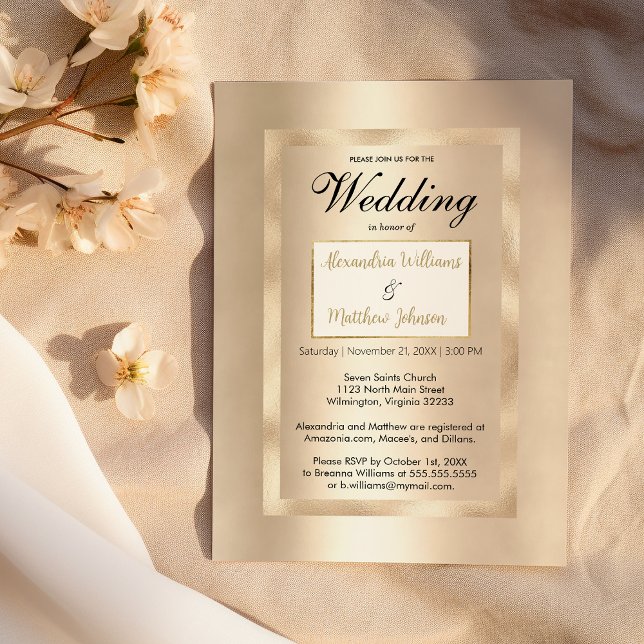 Luxury chic white champagne gold glamour Wedding Invitation (Luxury chic white champagne gold glamour Wedding )