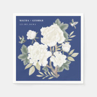 Luxury Chinoiserie Navy Blue Ivory Floral Wedding