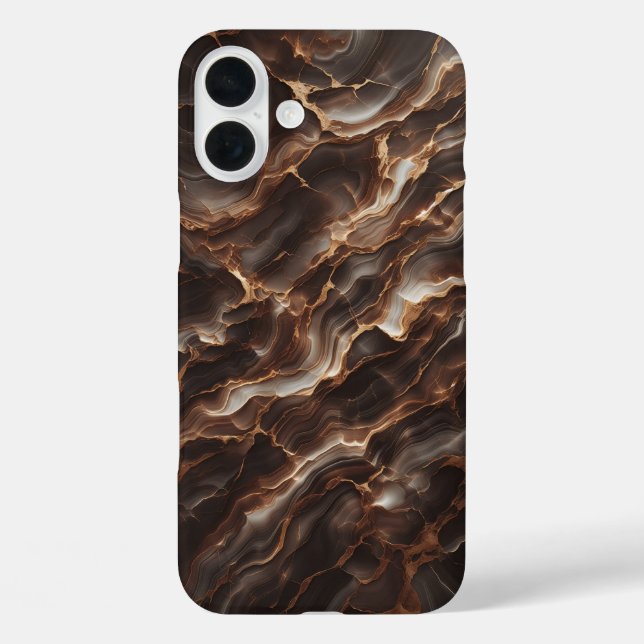 Luxury Chocolate Brown Marble Phone Case - Elegant (Back)