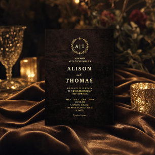 Luxury Chocolate Brown Wedding Invitation