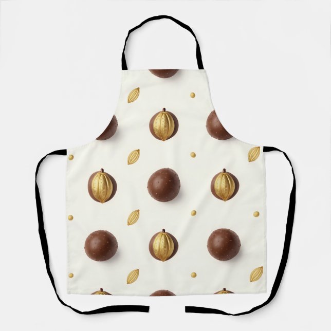Luxury Chocolate Truffles Seamless Pattern Apron (Front)