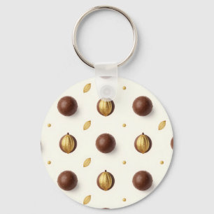 Luxury Chocolate Truffles Seamless Pattern Key Ring