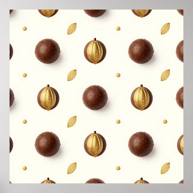 Luxury Chocolate Truffles Seamless Pattern Poster (Front)