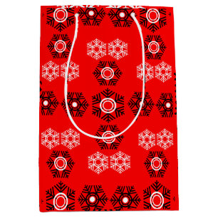 luxury Christmas Red And White Snowflake Medium Gift Bag