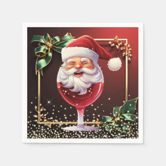 Luxury Christmas Serviette Jolly Santa Wine Glass Napkin