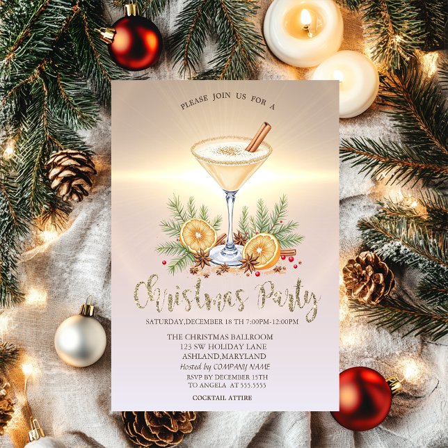Luxury Christmas Tree Balls Gold Company  Invitation (Creator Uploaded)