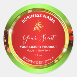 Luxury Christmas Tree Green Red Product Labels