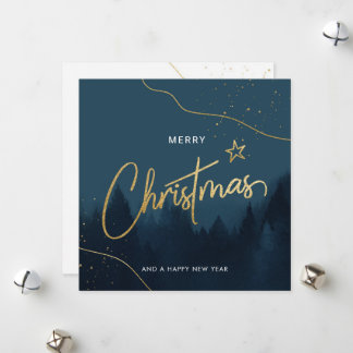 Luxury Christmas Tree Lanscape Gold Holiday Card