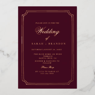 Luxury Classic Burgundy Gold Frame Wedding