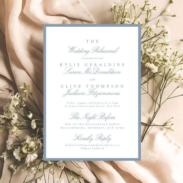 Luxury Classic Dusty Blue The Wedding Rehearsal Invitation (Creator Uploaded)