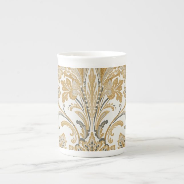 Luxury, Classic,Elegant,Gold Beige Pattern Bone China Mug (Front)