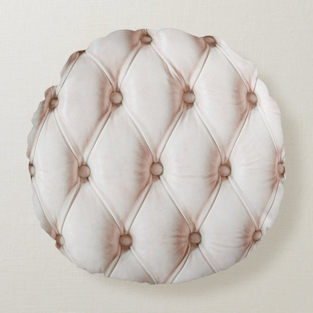 Luxury classic leather texture,old rose colour round cushion (Front)