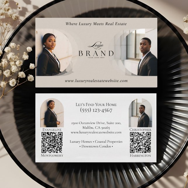 Luxury Classy Dual Agent Professional Real Estate Business Card (Luxury Classy Dual Agent Professional Real Estate Business Card)