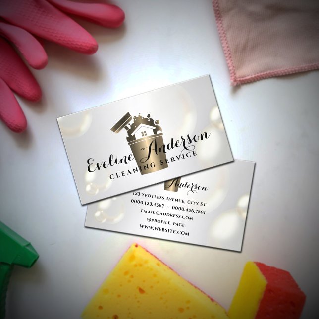 Luxury cleaning logo and bubbles business card (Creator Uploaded)