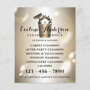 Luxury cleaning logo and bubbles flyer
