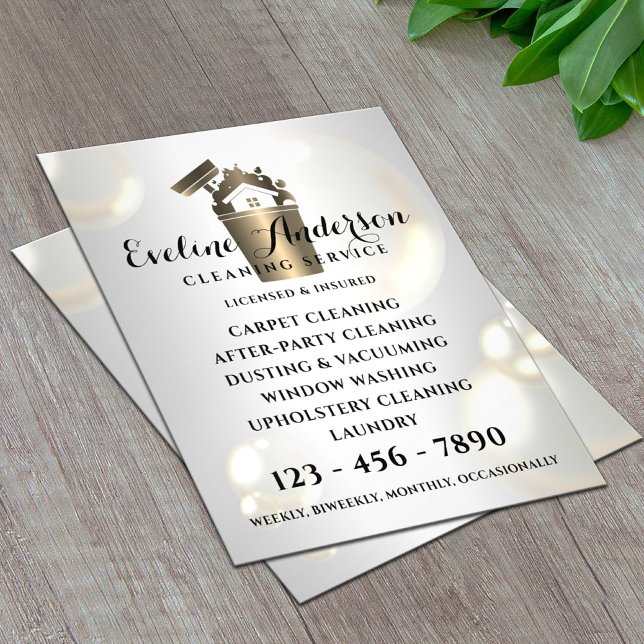Luxury cleaning logo and bubbles flyer (Creator Uploaded)