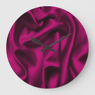 Luxury Cloth Abstract: Grunge Silk Wave Large Clock