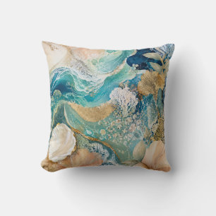 Luxury Coastal Abstract Throw Pillow