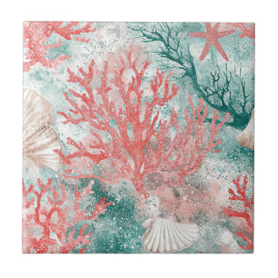 Luxury Coastal Coral Pattern Ceramic Tile