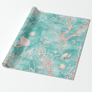 Luxury Coastal Coral Pattern Wrapping Paper
