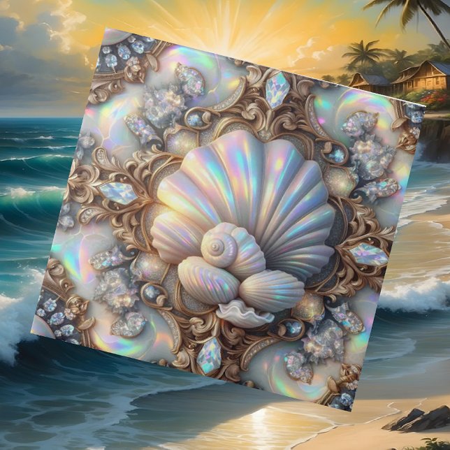 Luxury Coastal Decor | Diamonds and Seashells  Ceramic Tile (Creator Uploaded)