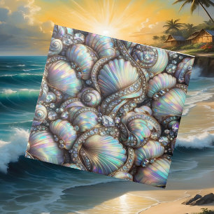 Luxury Coastal Decor   Diamonds and Seashells  Ceramic Tile