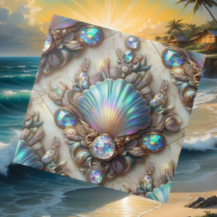Luxury Coastal Decor   Diamonds and Seashells  Ceramic Tile