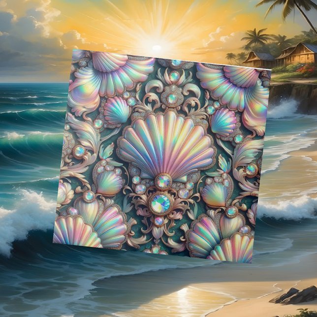 Luxury Coastal Decor | Diamonds and Seashells  Ceramic Tile (Creator Uploaded)