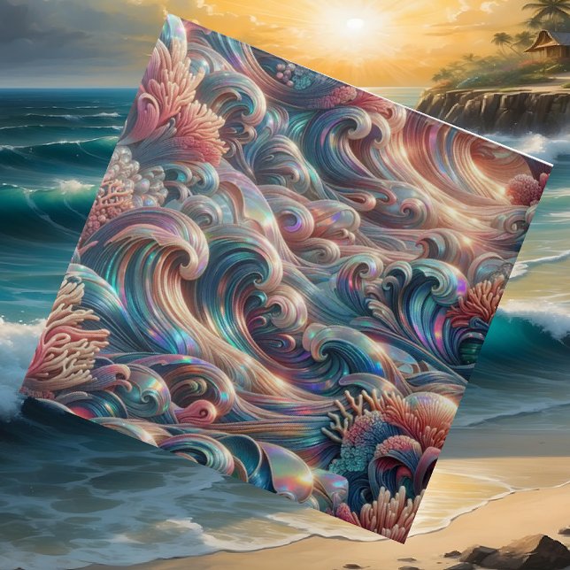 Luxury Coastal Living | Coral Reef Ocean Waves Ceramic Tile (Creator Uploaded)