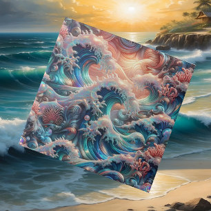 Luxury Coastal Living   Coral Reef Ocean Waves Ceramic Tile