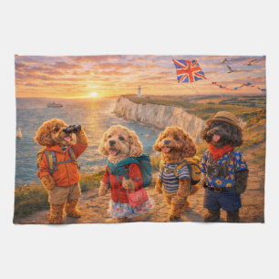 Luxury Cockapoo British Coastal  Tea Towel
