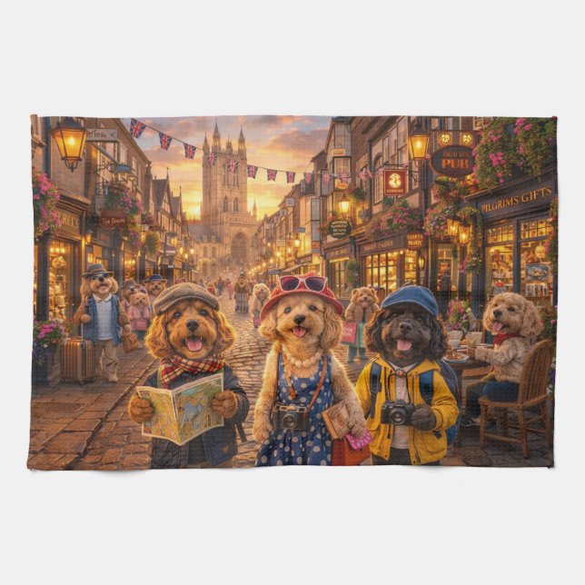 Luxury Cockapoo Canterbury kitchen Tea Towel (Horizontal)