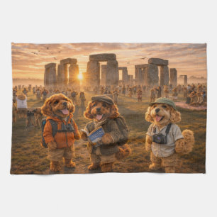 Luxury Cockapoo Stonehenge  Tea Towel