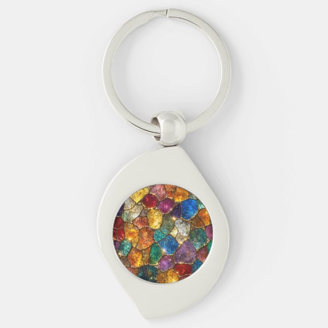 Luxury Colourful Crystal Mosaic Seamless Pattern Key Ring (Front)