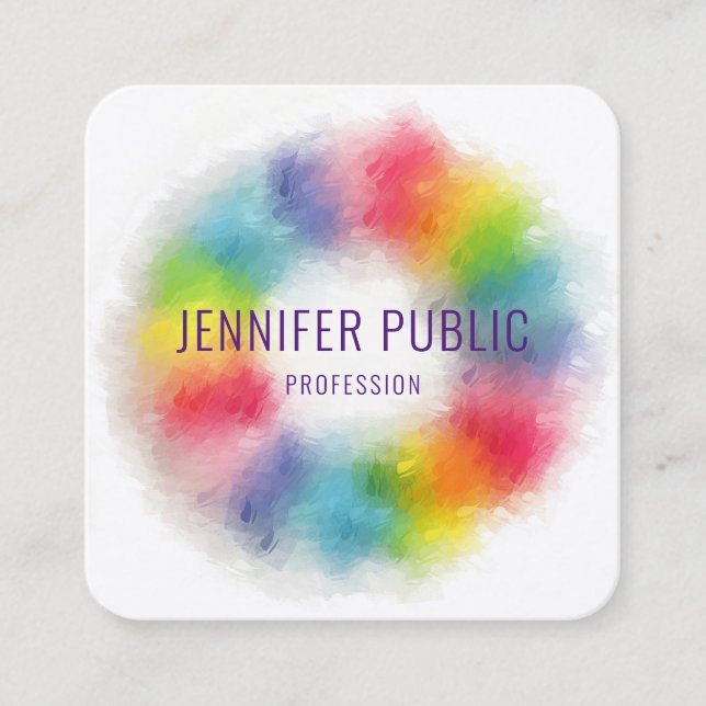 Luxury Colourful Modern Elegant Professional Trend Square Business Card (Front)