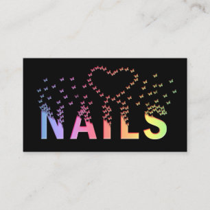 Luxury colourful rainbow butterflies nails logo business card