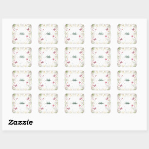 Luxury Colourful Wildflower Flower blue butterfly Square Sticker