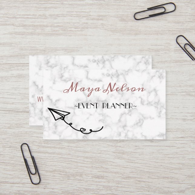  Luxury Cool White Marble Business Card (Front/Back In Situ)