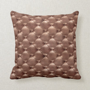 Luxury Copper Bronze Tufted Leather Opulent Glam Cushion