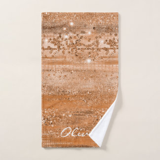 Luxury Copper Glitter Brush Strokes Hand Towel