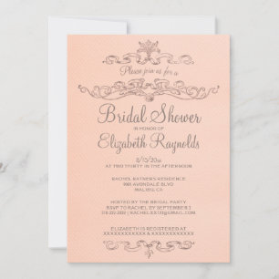 Luxury Coral Bridal Shower Invitations