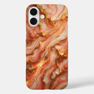 Luxury Coral Pink Marble Case - Elegant Rose Gold 