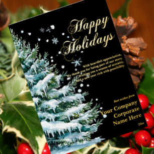 Luxury Corporate Snow Evergreen Holiday Foil Card