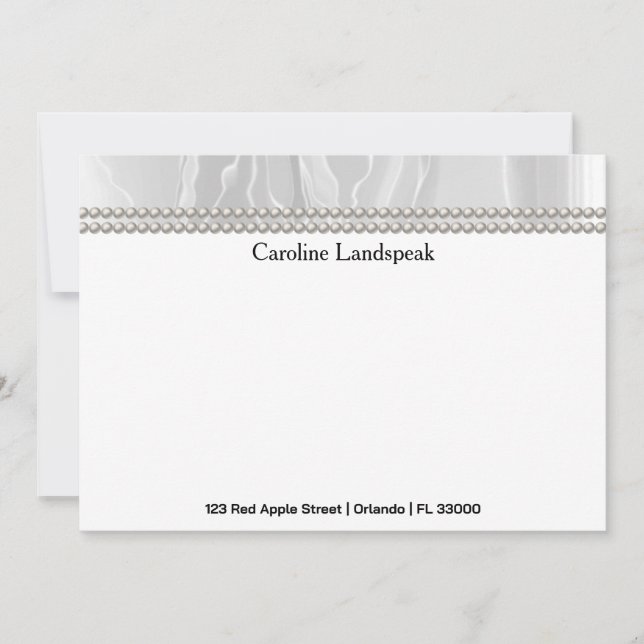 Luxury correspondence Custom White Silk & Pearls Card (Front)