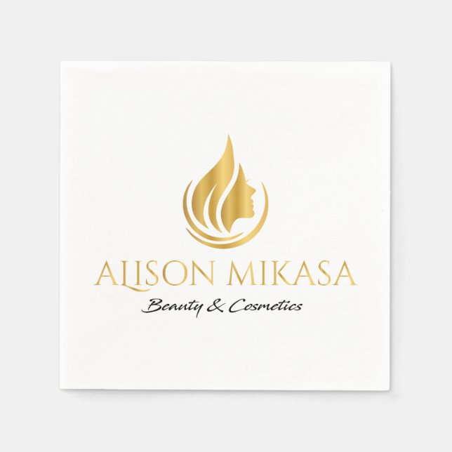 Luxury cosmetics spa skincare & beauty logo napkin (Front)