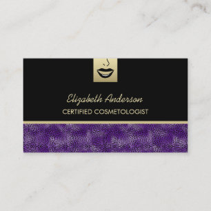 Luxury Cosmetology Purple Cheetah Makeup Artist Business Card