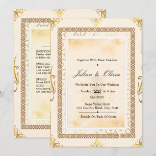 Luxury Cream and Gold Wedding Invitation Suite
